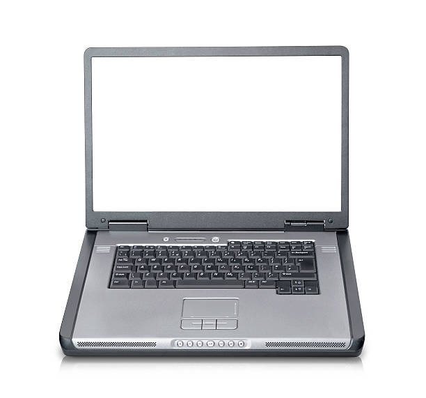 Laptop isolated with clipping path stock photo