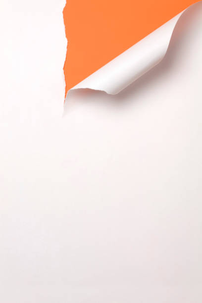 istock Torn paper. Cut Tearing Discovery White Orange 173814423