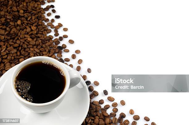 Cup Of Coffee With Roasted Coffeebeans Stock Photo - Download Image Now - Backdrop - Artificial Scene, Backgrounds, Black Coffee