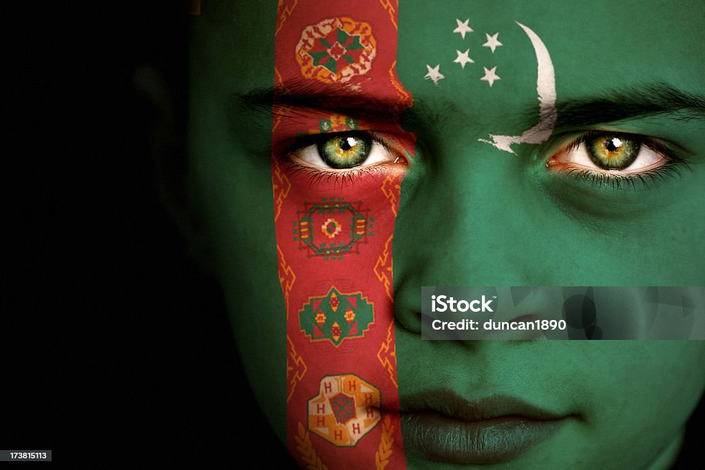 Turkmenistan bandiera ragazzo - Foto stock royalty-free di Adolescente