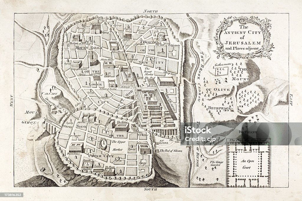 Mappa d'epoca di Gerusalemme 1783 - Illustrazione stock royalty-free di Carta geografica