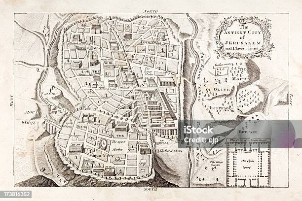 Mappa Depoca Di Gerusalemme 1783 - Immagini vettoriali stock e altre immagini di Carta geografica - Carta geografica, Gerusalemme, Antico - Condizione