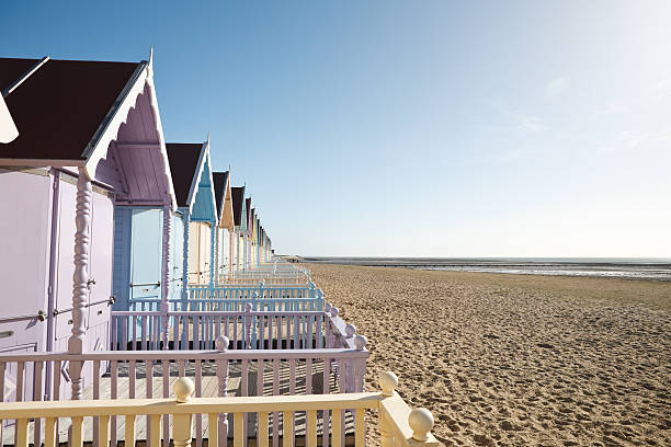 istock A row of pastel colored beach homes on the sandy shore 173817663