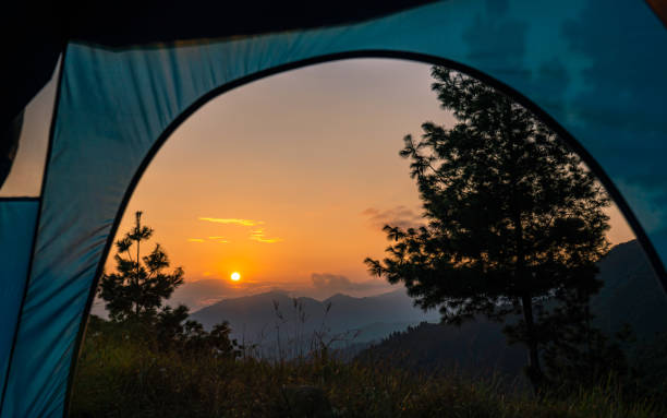 istock Beautiful Sunrise view from outdoor camping 1738179115