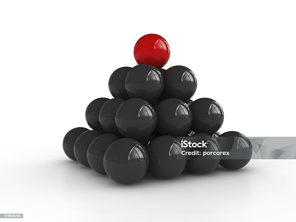Pirámide de esferas principales y uno rojo - Foto de stock de Abstracto libre de derechos
