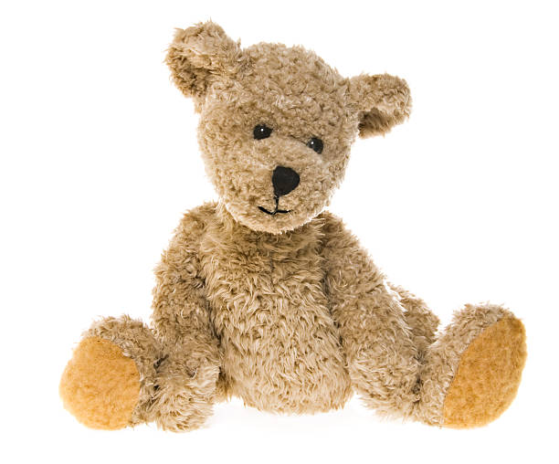 teddy bear waiting - speelgoedbeest stockfoto's en -beelden