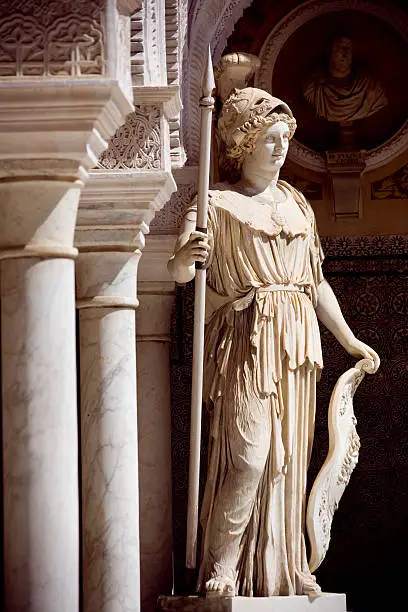 "Statue of Minerva, located in Casa de Pilatos in Sevilla, Spain. Built in 1500."