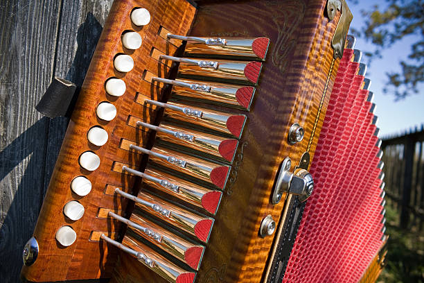My Cajun Accordion "Acadian accordion handmade by Mark Savoy, Eunice, LA." accordion instrument stock pictures, royalty-free photos & images