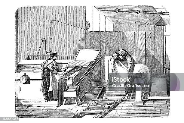 Gravur Für Männer Manufacturing Büttenpapier Stock Vektor Art und mehr Bilder von 18. Jahrhundert - 18. Jahrhundert, Alt, Antiquität
