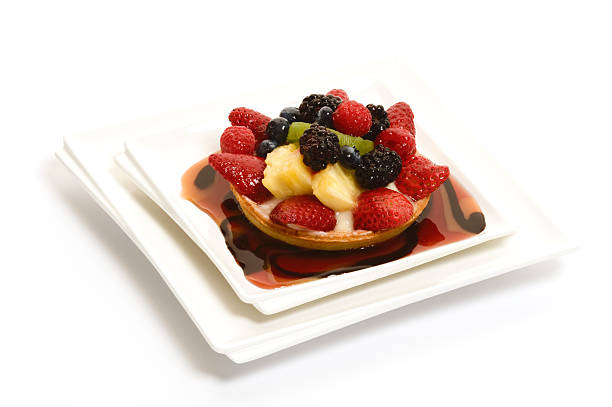 istock Dessert flan pastry on a plate with sauces 173821182