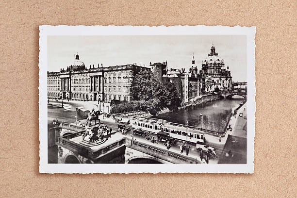 Berlin Palace with Cathedral 1920 Original photo of the Berliner Schloss from 1920. Builded in 1443.After serious damages in the WWII it was destroyed in 1950. berlin photos stock pictures, royalty-free photos & images