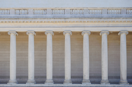 Ionic columns of a portico. Nikon D3X. High Quality photo with great detail!
