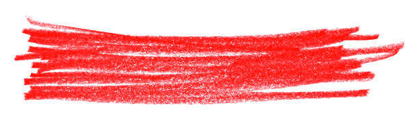 istock Red pencil strokes isolated on white background. 1738234361