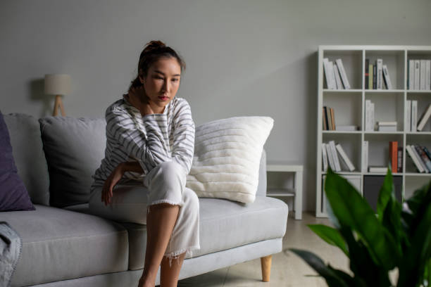 istock Female suffer from mental health problems. 1738267465