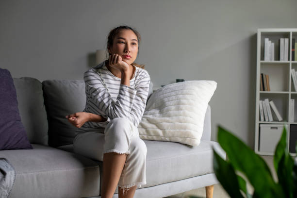 istock Female suffer from mental health problems. 1738267517