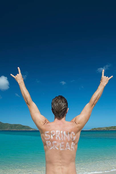 Spring Break Dude Rocking Out Caribbean Beach