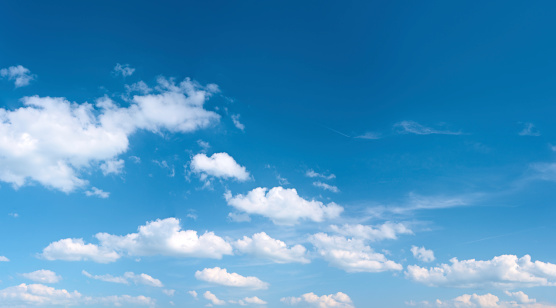 Panoramic sky background. White clouds  on the sky