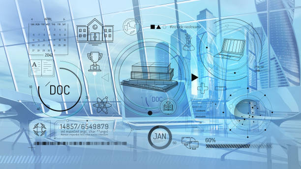 istock Learning and education infographics on a futuristic cityscape background. 1738271323