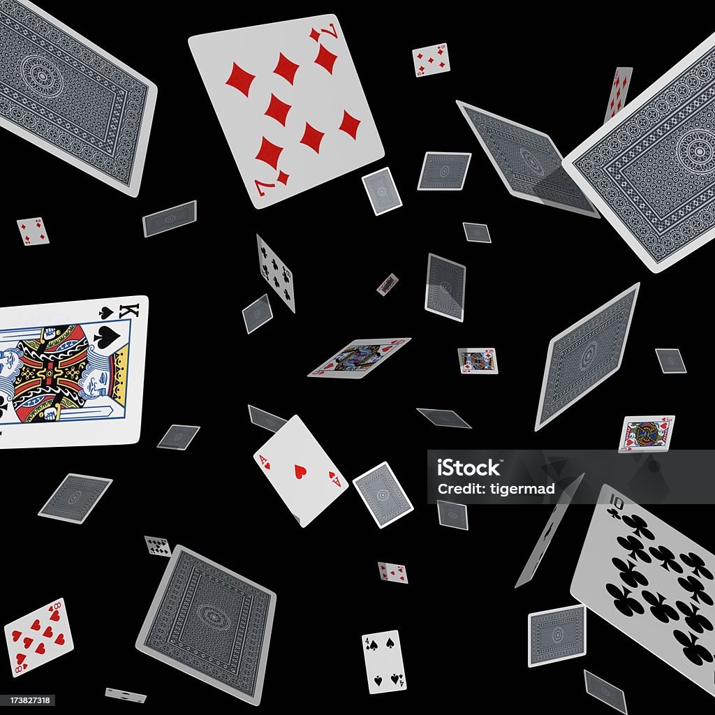 Asciuga carte su nero - Foto stock royalty-free di Carte da gioco