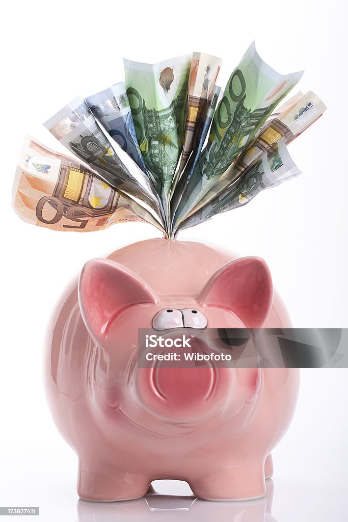 Feliz piggy bank - Foto de stock de Amarrotado royalty-free