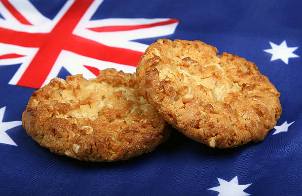 istock Australian Anzac Biscuits resting on Australian Flag 173827587