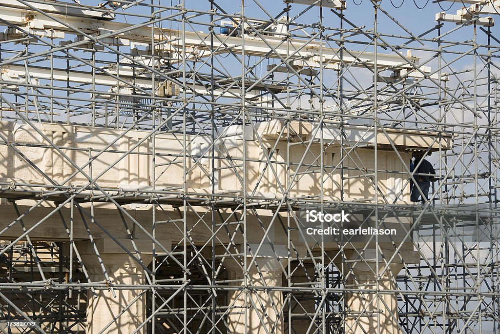 Baugerüst Blick auf die Akropolis - Lizenzfrei Akropolis - Athen Stock-Foto