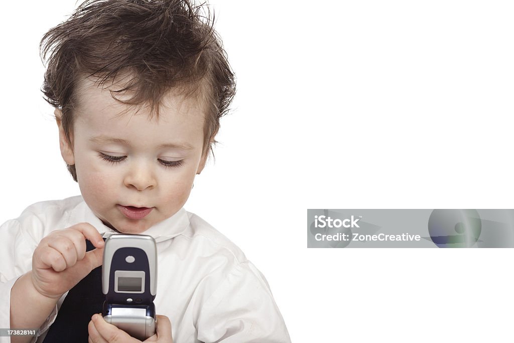 Piękny biznes dziecko telefonu komórkowego - Zbiór zdjęć royalty-free (Białe tło)