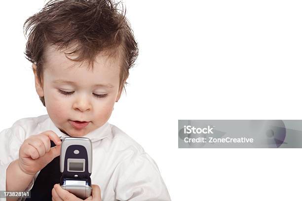 Piękny Biznes Dziecko Telefonu Komórkowego - zdjęcia stockowe i więcej obrazów Białe tło - Białe tło, Biznes, Biznesmen