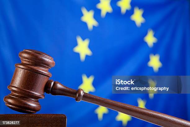 Gavel Against Eu Flag Stock Photo - Download Image Now - Agreement, Blue, Close-up