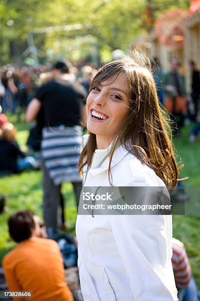 Happy Woman On Festival Stock Photo - Download Image Now - Adult, Adults Only, Arts Culture and Entertainment