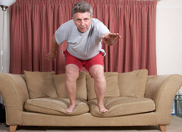 Mature man couchsurfing