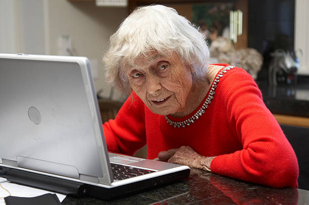 istock Ninety year old lady on laptop 173828895