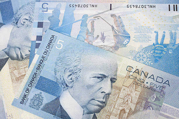 Five Dollar Bills Five dollar bill in Canadian currency wallpaper. wilfrid laurier stock pictures, royalty-free photos & images