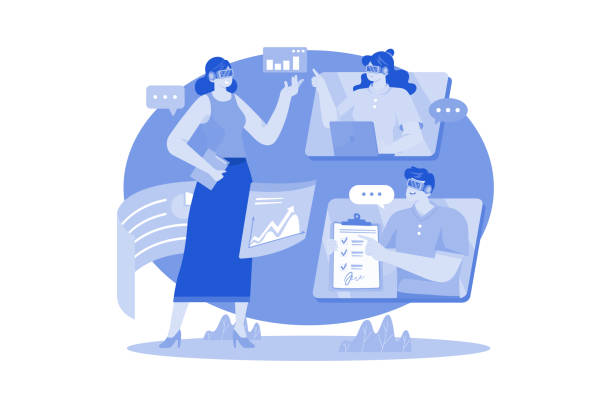 istock Virtual Business meeting Illustration concept. A flat illustration isolated on white background 1738298063