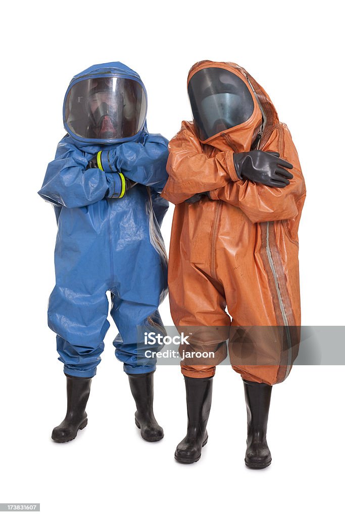 두 남자 입고 화학분야 보호장치에 어울리다 - 로열티 프리 방사선 보호복 �스톡 사진