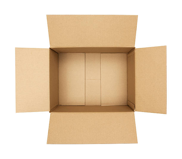 abrir la caja de cartón - box blank brown white fotografías e imágenes de stock