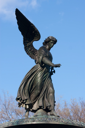 Statue of the Angel of the Waters in Central Park.Created by Emma Stebbins from 1868 and unveiled in 1873. New York.See a nice variety of NYC images in this lightbox: