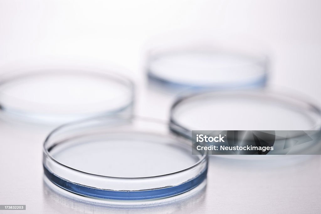 Gruppo di piastre petri posizionato sopra isolato sfondo - Foto stock royalty-free di Immagine mossa
