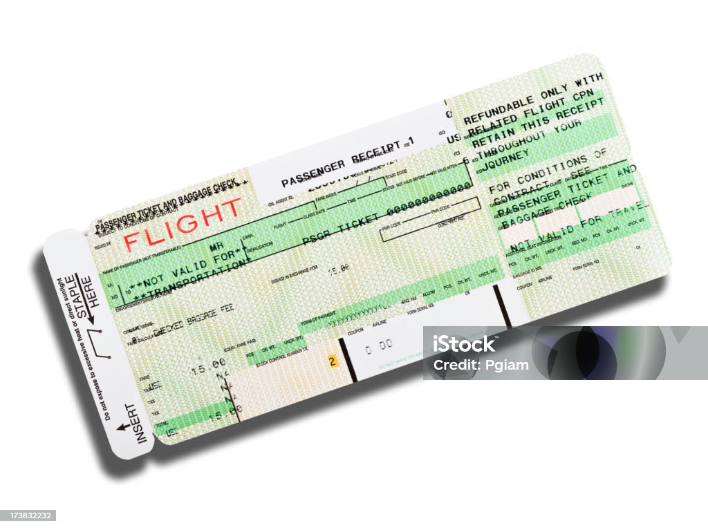 Airline boarding pass Flight airport passenger ticket Airplane Ticket Stock Photo