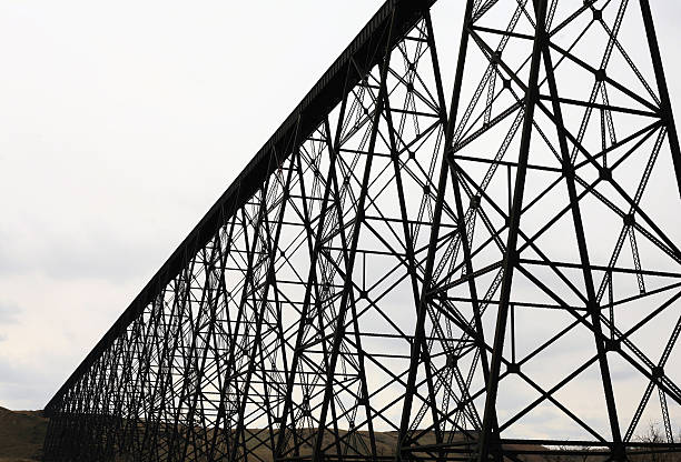 Trestle Bridge "One of the longest trestle bridges in the world. Lethbridge, Alberta." lethbridge alberta stock pictures, royalty-free photos & images