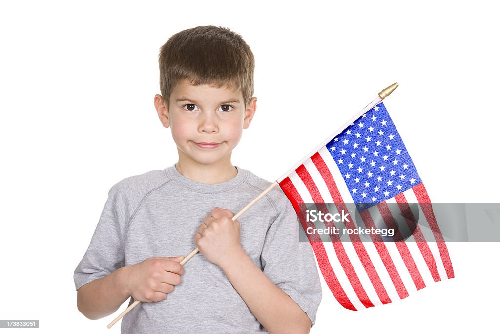 Menino com Bandeira dos Estados Unidos da América - Royalty-free 4 de Julho Foto de stock