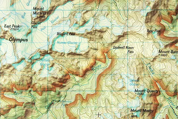 Photo of Cartography Map Olympic Mountain Topography