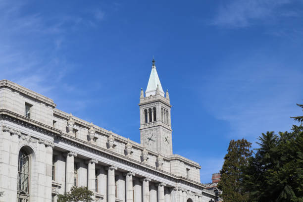 Berkeley, CA, USA - November 11, 2022. The Campanile of UC Berkeley (Sather Tower) against sky, San Francisco, USA.