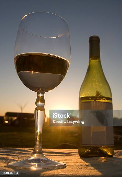 Wine At Sunset Stock Photo - Download Image Now - Alcohol - Drink, Food and Drink, No People