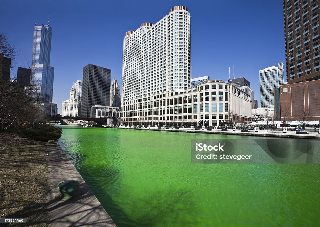 Chicago River on Saint Patricks Day  St. Patrick's Day Stock Photo