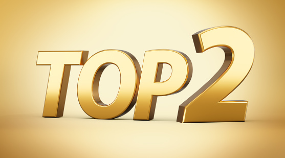 3d Golden Shiny Top 2 Text Top Two 3d Text Isolated On Golden Background 3d Illustration