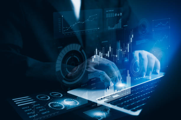 istock Data analysis and software development, business financial graph growth and global marketing network. innovative big data science and big data strategy, digital technology economy on virtual screen. 1738349127