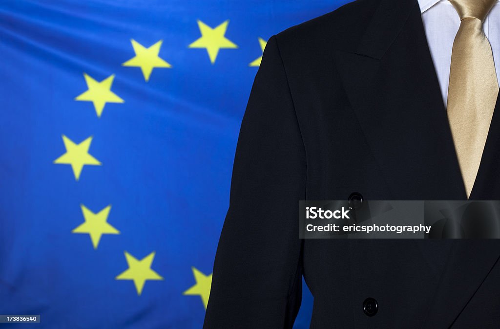 Abogado contra la bandera de la UE - Foto de stock de Adulto libre de derechos