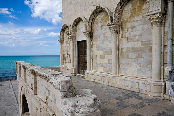 Cathedral of Trani (Apulia) and Mediterranean Sea stock photo