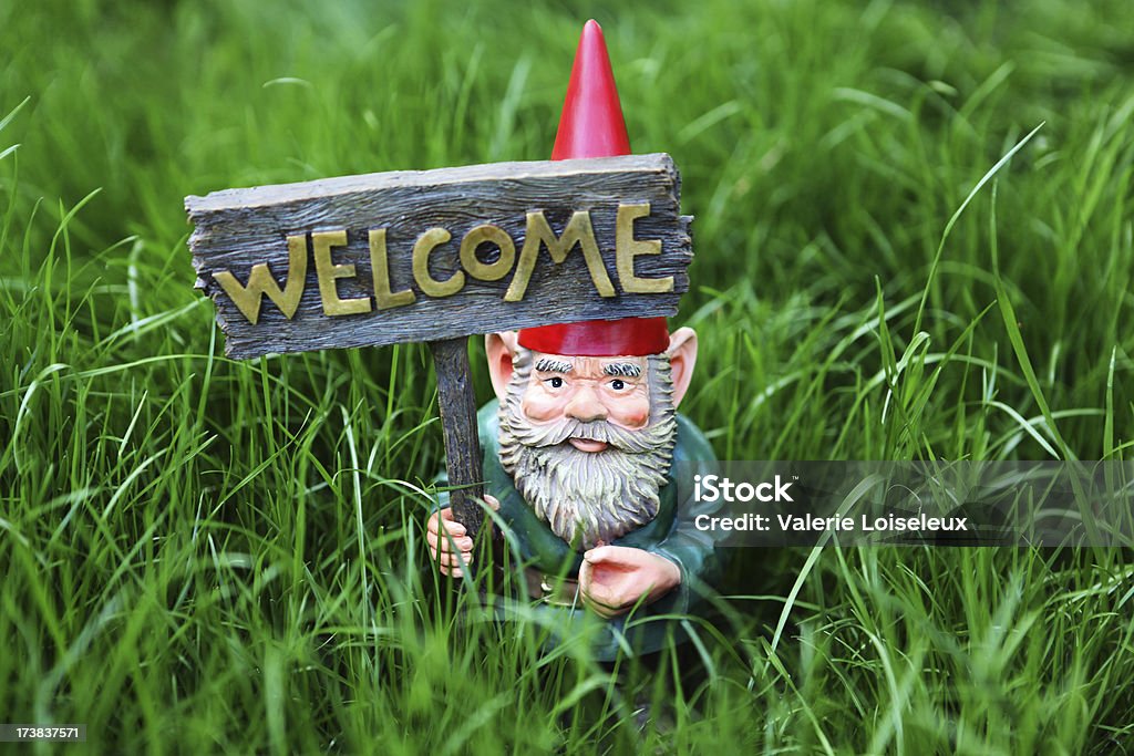 Gnome mit welcome-Schild - Lizenzfrei Bart Stock-Foto